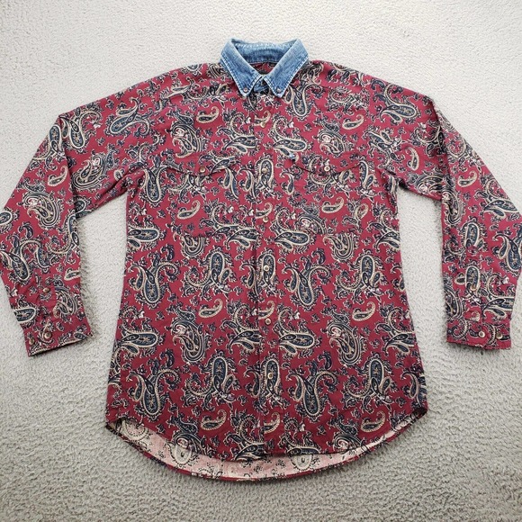 Panhandle Slim Other - Panhandle Slim Shirt Mens Medium 15.5 33/34 Red Rough Stock Paisley Long Sleeve